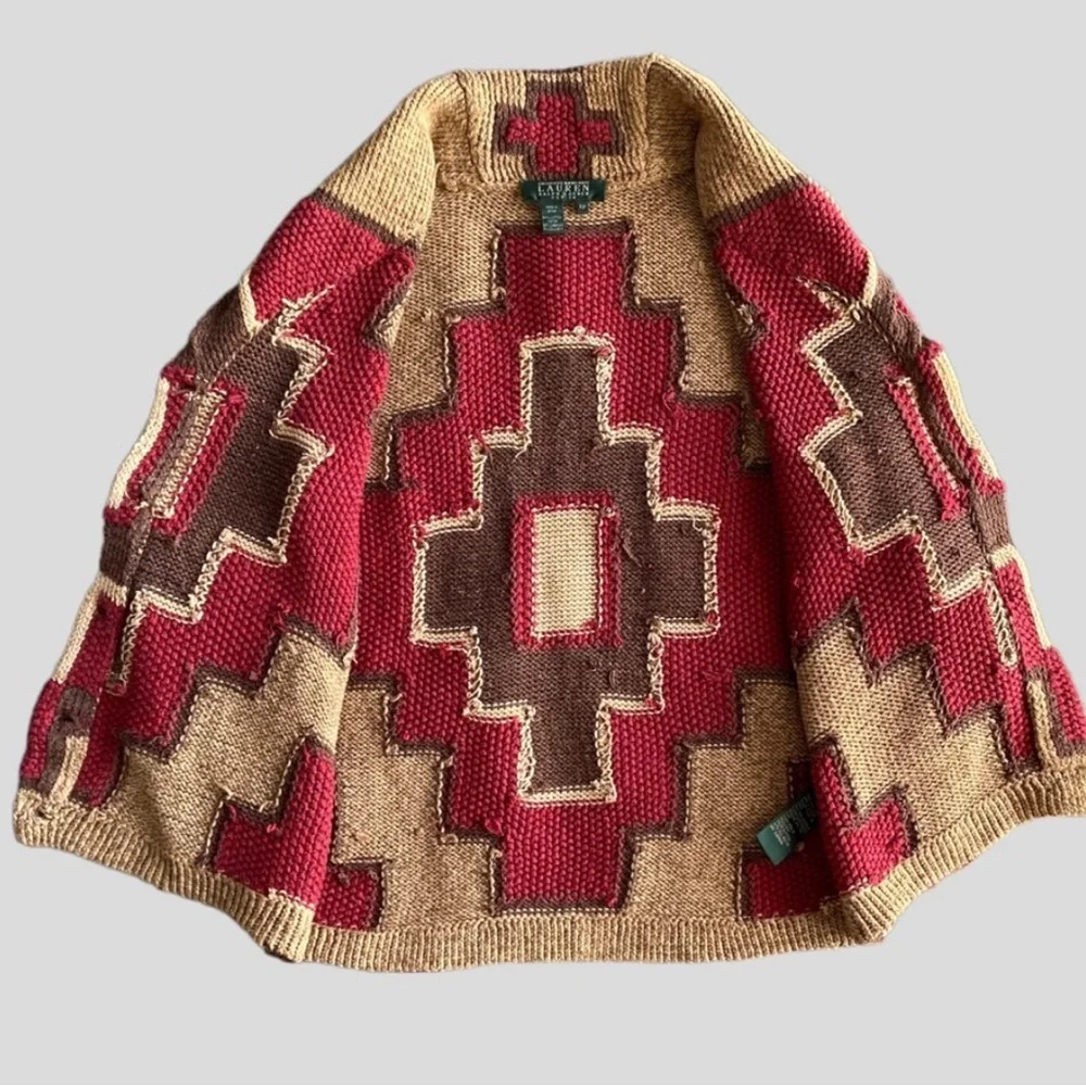 RALPH LAUREN Southwestern Concho Button Vintage Knit Cardigan Size S - Picture 6 of 15